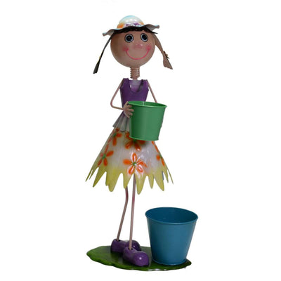PORTAVASO METALLO POSRTAVASI RAGAZZA VASO VASI GIARDINO DECORAZIONE VERANDA