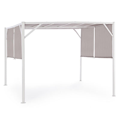 Gazebo cipro da giardino 3x3 per esterno tettoia pergolato moderno bianco