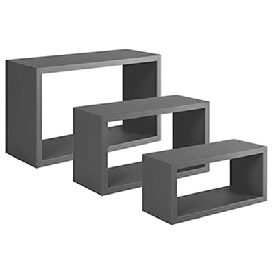 Set 3 cubi, mensole da parete in legno, Design moderno (NERO)