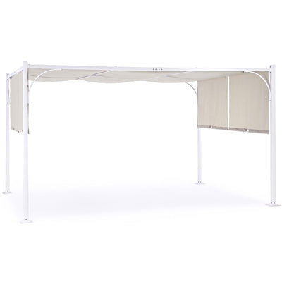 Gazebo slide da giardino 3x4 per esterno tettoia pergolato moderno bianco