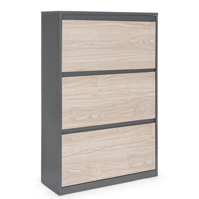 SCARPIERA SALVASPAZIO LAND MODENA IN LEGNO PORTA SCARPE doppia profondità PER CASA (GRIGIO)