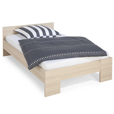 LETTO SINGOLO 1 PIAZZA STRUTTURA TELAIO IN LEGNO COLOR FRASSINO SPALLIERA