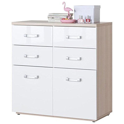 COMODINO CASSETTIERA CON 4+2 CASSETTI LACCATO BIANCO LUCIDO GUIDE IN METALLO H 89 CM