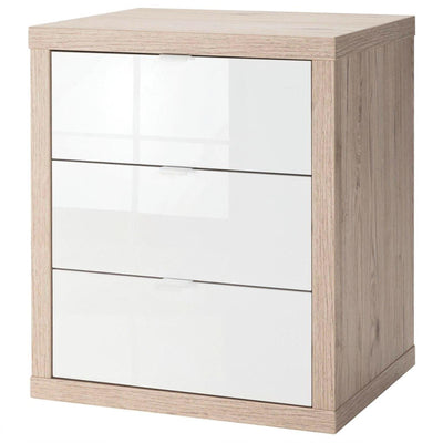 CASSETTIERA DA UFFICIO PER SCRIVANIA BIANCO LACCATO E ROVERE CON RUOTE A SCOMPARSA
