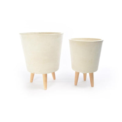 PZ 2 PORTAVASI VASI VASO CACHEPOT CON GAMBE IN LEGNO DA GIARDINO ESTERNO DECORAZIONE
