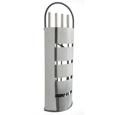 SET ACCESSORI 5 PZ GRUPPO CAMINO PER STUFA A LEGNA ACCAIO INOX CON PALETTA SCOPA E PINZA