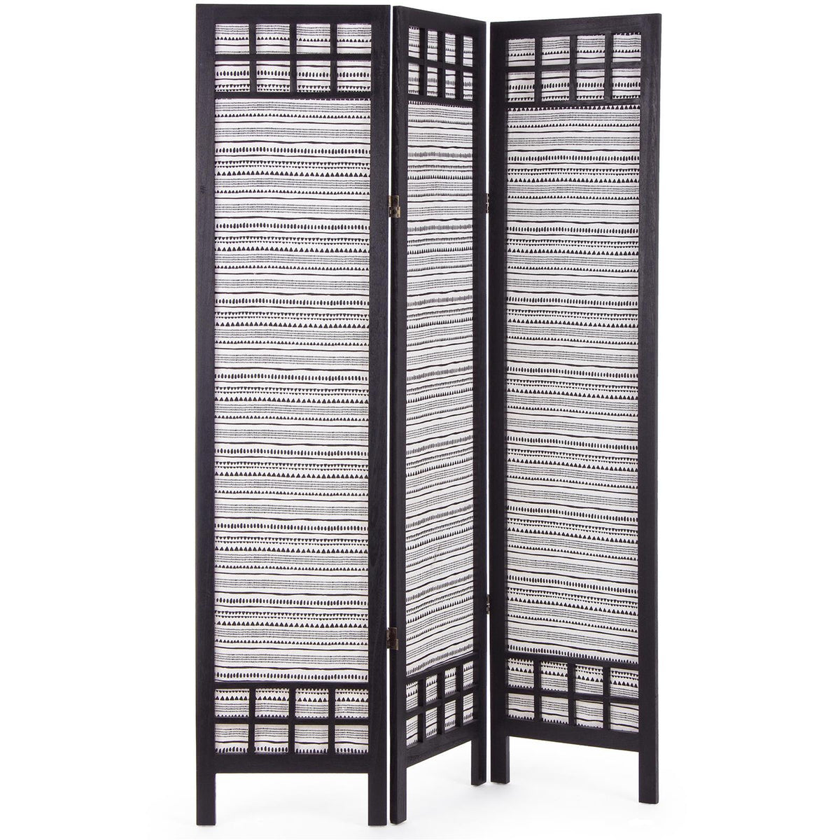 Room divider 3 panels triangle black shabby wood 120 x 170 cm divider ...