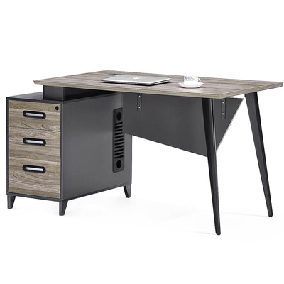 SCRIVANIA BUSINESS 140 CM PER COMPUTER PORTA PC TAVOLO DA UFFICIO IN LEGNO CON CASSETTIERA